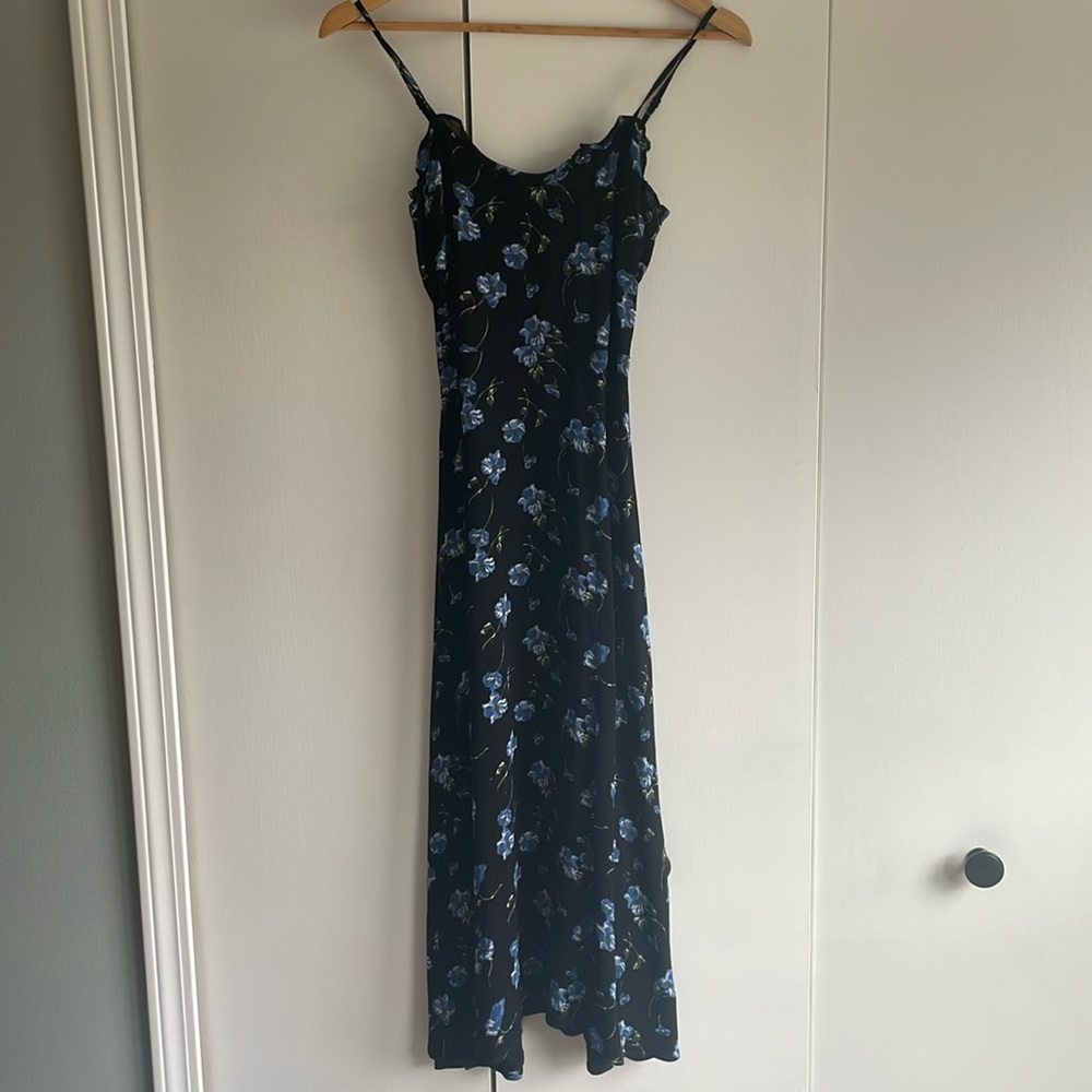 Reformation Blue and Black Spaghetti Strap Midi Sundress - Picture 2 of 7